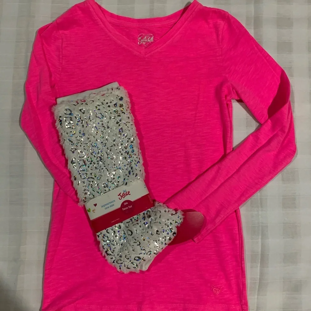 Justice Girls Bundle Shirt and‎ Leg warmers Sz 12